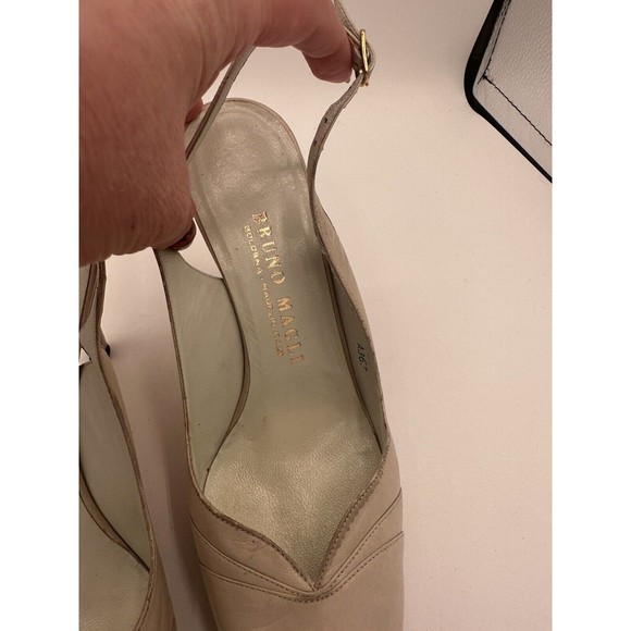 Vintage Bruno Magli Italy Heels Women's 6.5 B Cream/White Leather Slingback - Picture 6 of 11